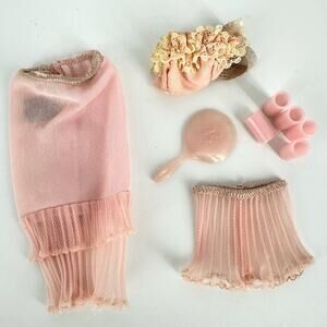 Barbie 1960s lingerie 919 pink half slip panties mirror curlers